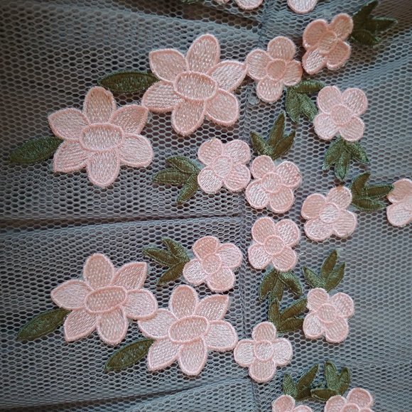 Off shoulder Floral Mesh Bardot Skater Dress - Picture 9 of 16